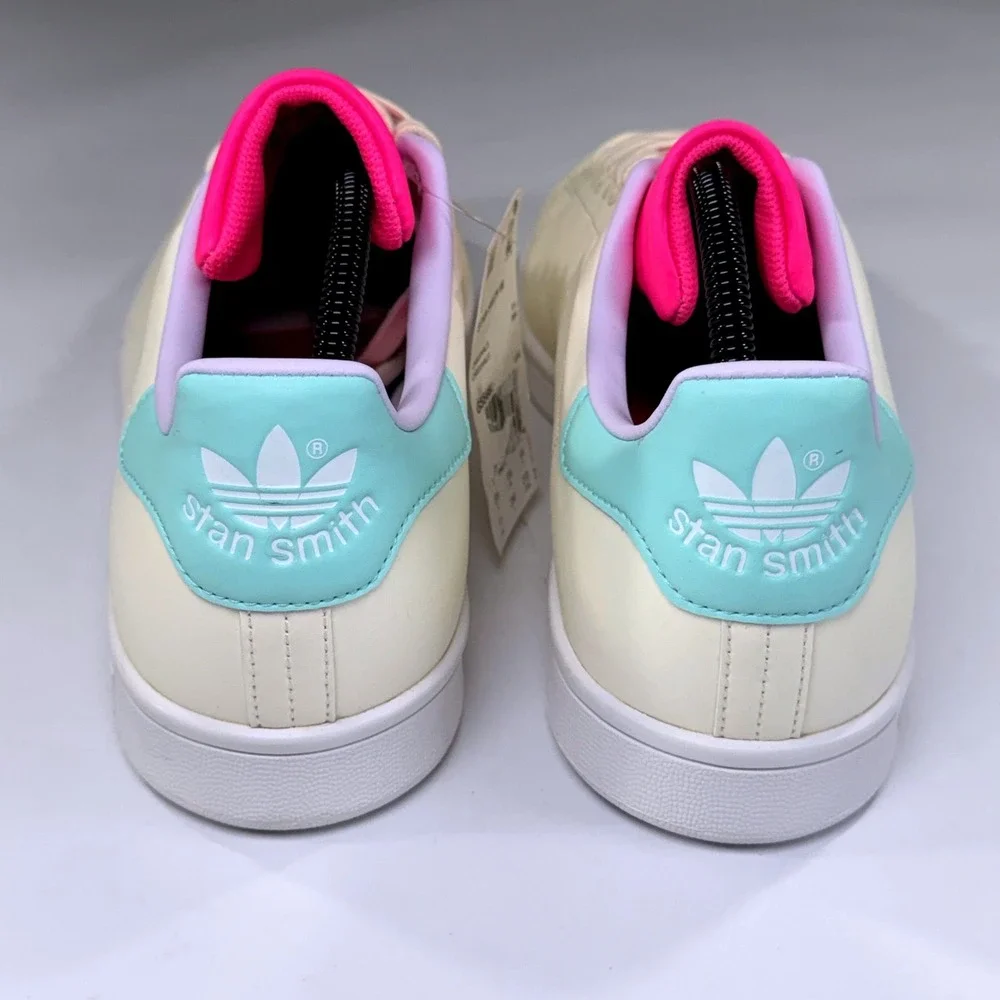NEW Adidas Stan Smith Sneakers Womens 11 Cream Pink Mint Casual Retro Athleisure